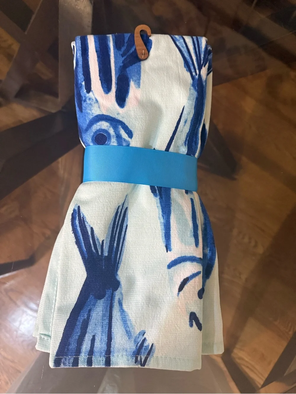 Blue Fish-Print Dish Towel - Coastal Kitchen Linen